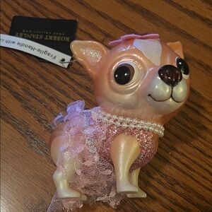 NWT-Robert Stanley Pink Chihuahua Figurine Ornament with Pearls and Tutu